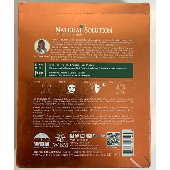 Natural Solution Cooling Luster Silk Facial Mask Aloe Tea Tree 10 Pcs Hydrating - Picture 2 of 6